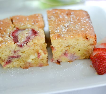 White Chocolate Chip Cake with Strawberries