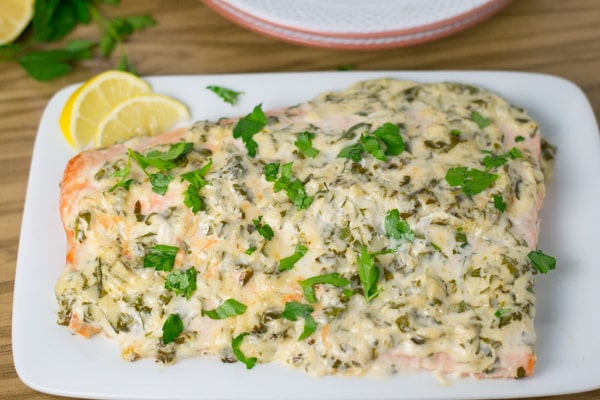 Baked Salmon with Herbed Mayo