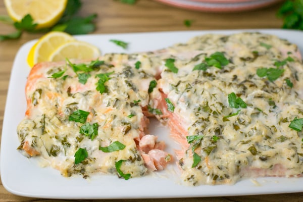 Baked Salmon with Herbed Mayo