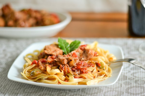 Pasta with Braised Chicken and Sausages