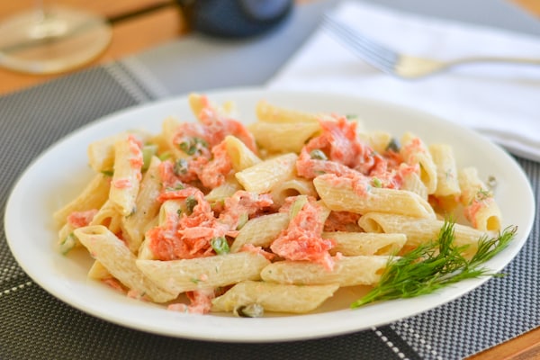 Pasta with Smoked Salmon and Cream Cheese Sauce