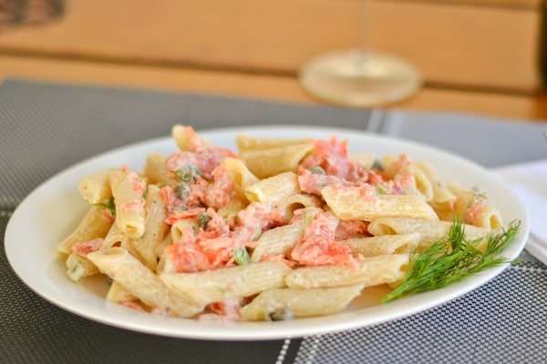 Pasta with Smoked Salmon and Cream Cheese Sauce