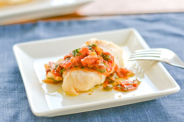 Cod with Herbed Tomato-Caper Compote