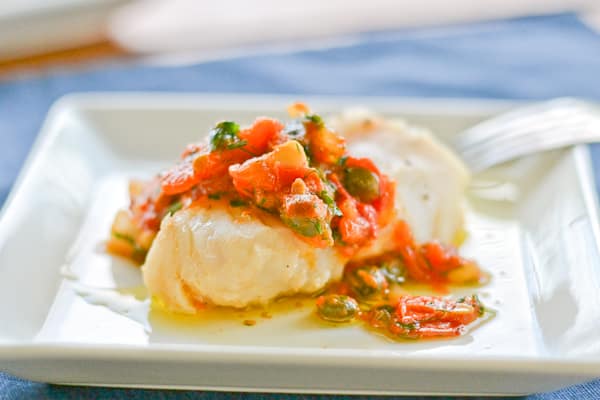 Cod with Herbed Tomato-Caper Compote