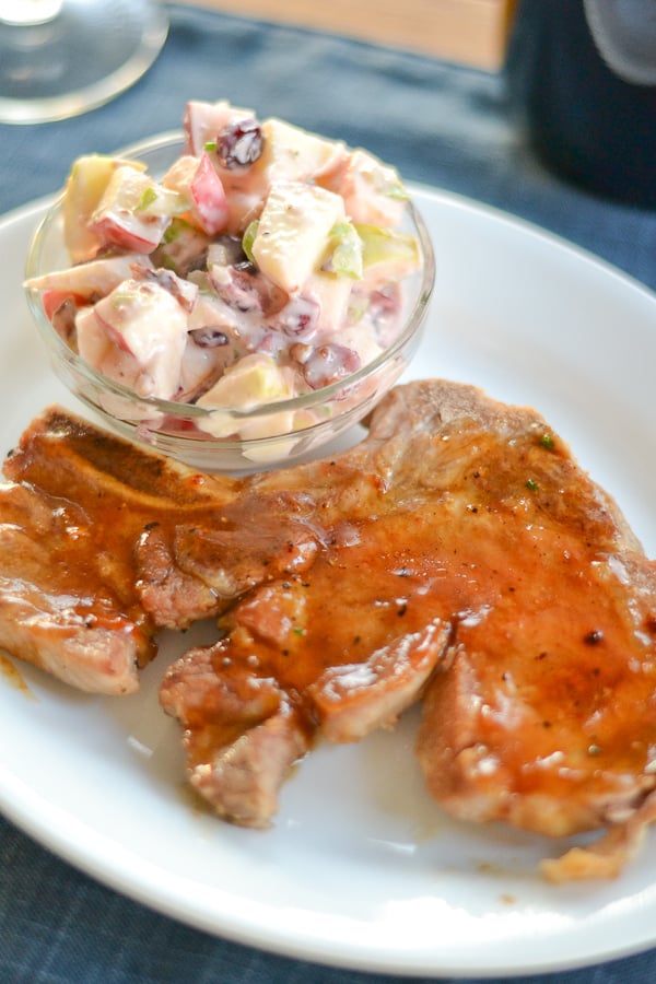 Cider-Glazed Pork Chops with Waldorf Salad