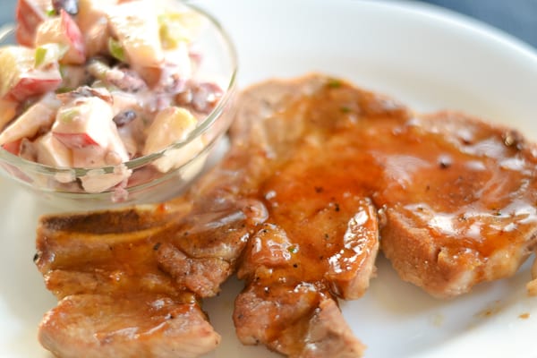 Cider-Glazed Pork Chops with Waldorf Salad