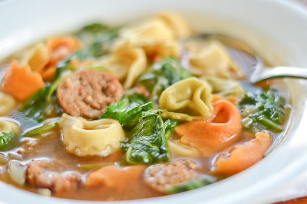 Sausage and Tortellini Soup with Spinach