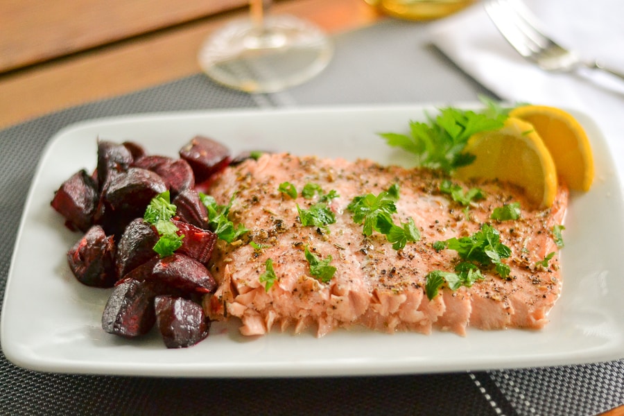 SpiceCrusted Roast Salmon with Ginger Beets Salu Salo Recipes