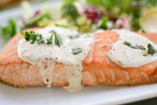 Salmon with Creole Mustard Sauce - Salu Salo Recipes