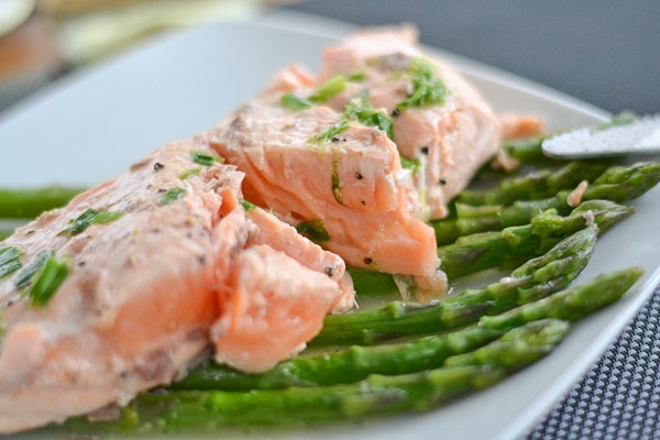 Salmon with Asparagus and Chive Butter Sauce