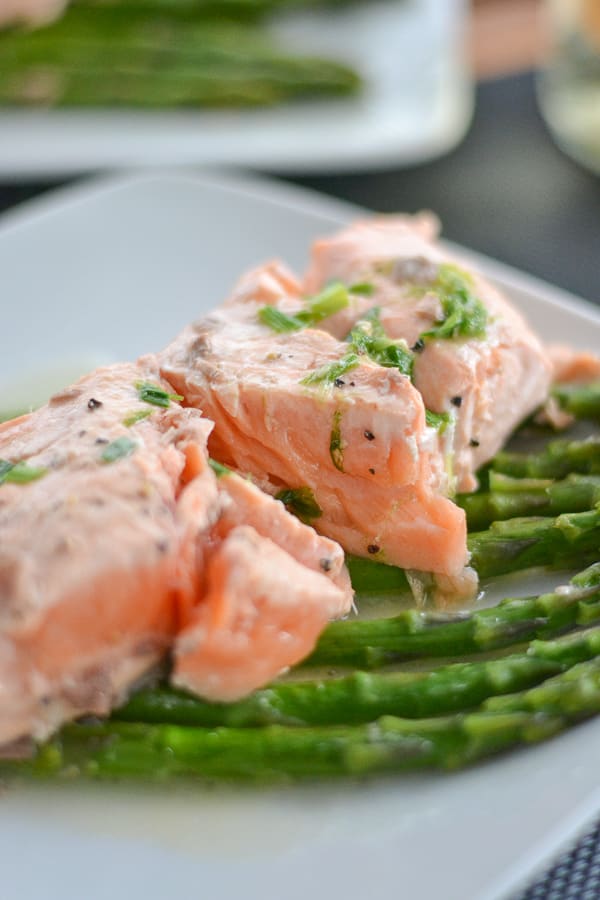 Salmon with Asparagus and Chive Butter Sauce