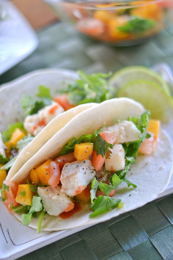 Fish Tacos with Mango Tomato Salsa