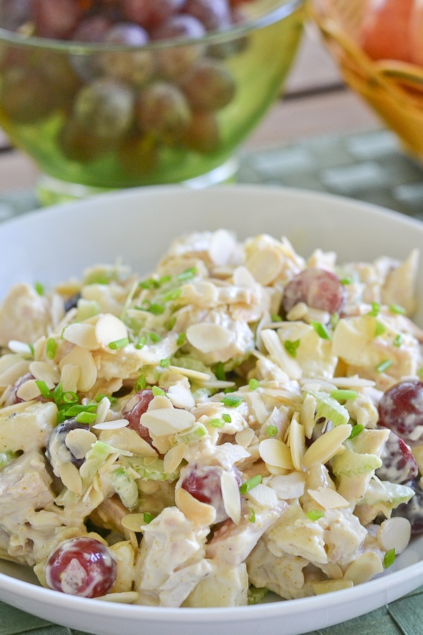 Healthy Curried Chicken Salad with Apples and Mayo - Bowl of Delicious