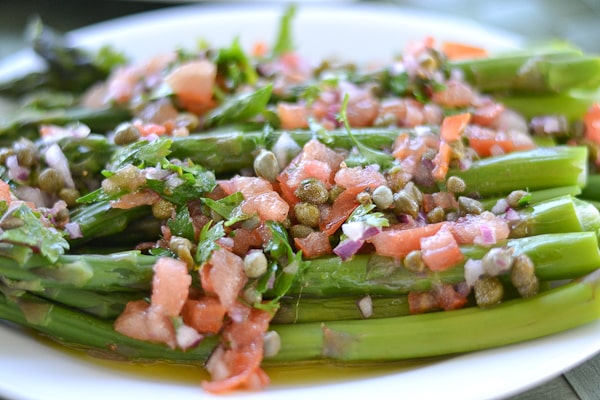 Asparagus with Catalan Salsa Vinaigrette