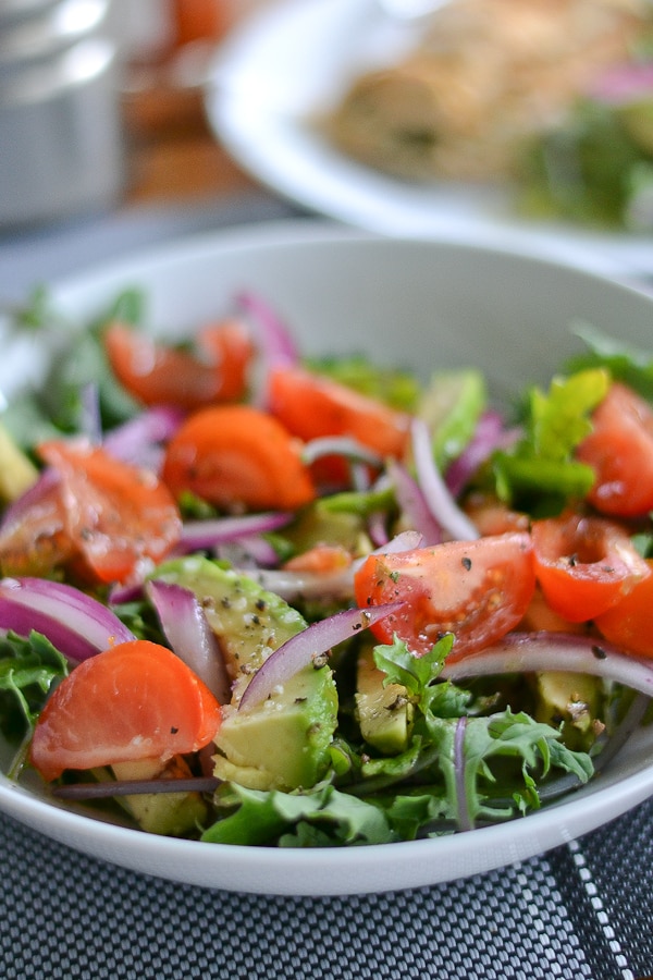 Kale Salad with Tomatoes and Avocado