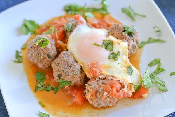 Moroccan Meatballs, Egg and Tomato Tagine