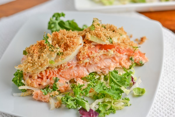Tomato and Onion Crusted Baked Salmon