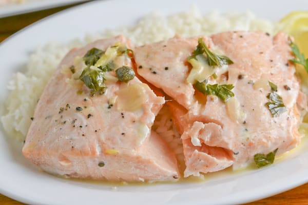 Salmon with Lemon Butter Caper Sauce