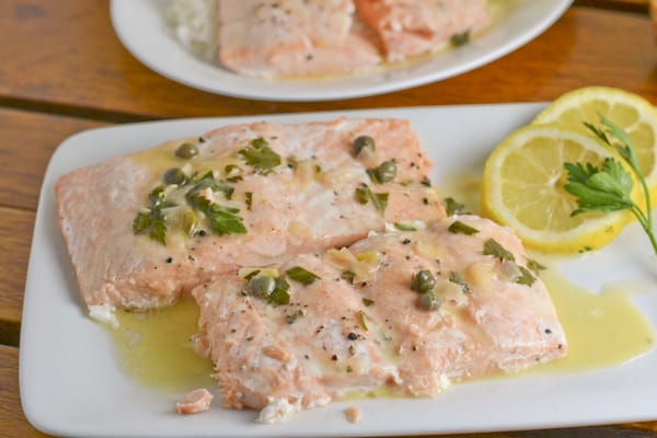 Salmon with Lemon Butter Caper Sauce