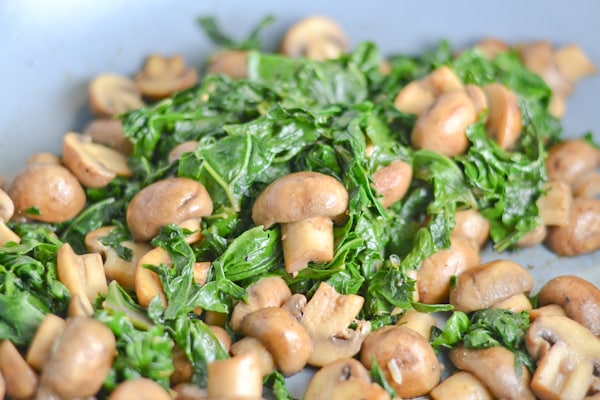 Sauteed Cremini Mushrooms with Red Russian Kale