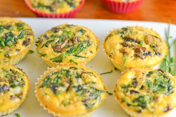 Bacon, Mushrooms and Spinach Muffins
