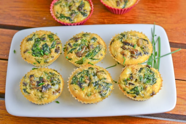 Bacon, Mushrooms and Spinach Muffins