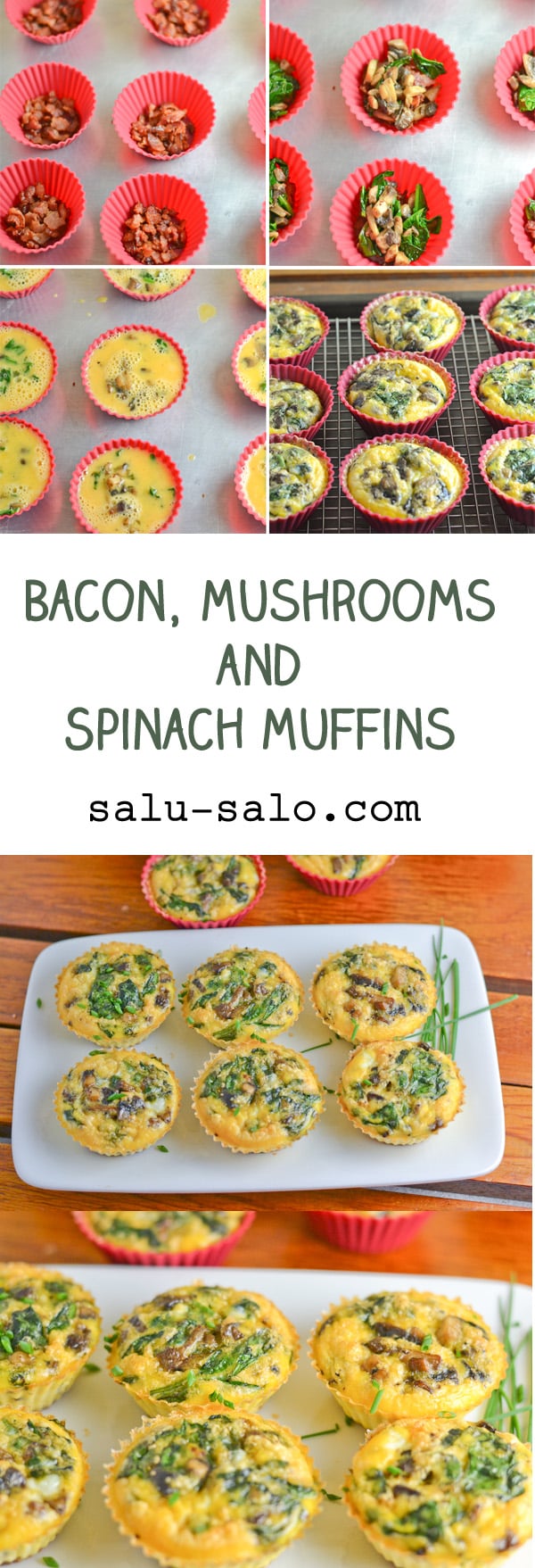 Bacon, Mushrooms and Spinach Muffins