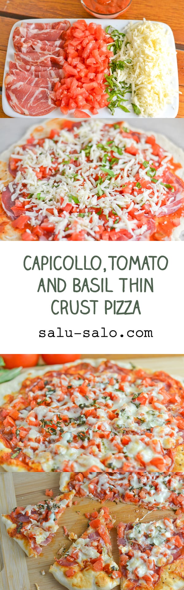 Capicollo, Tomato and Basil Thin Crust Pizza