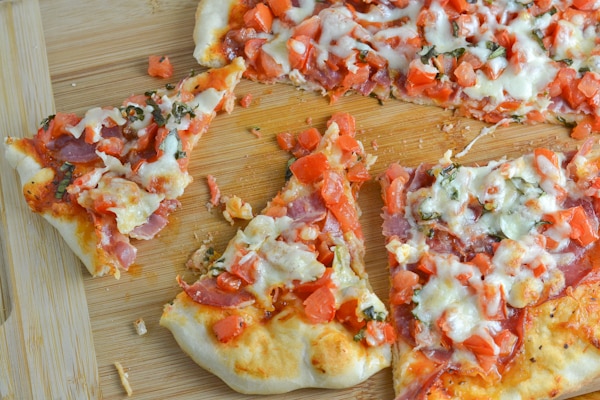 Capicollo,Tomato and Basil Thin Crust Pizza