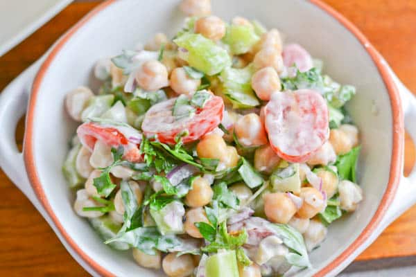 Chickpea Salad with Lemon Yogurt Dressing