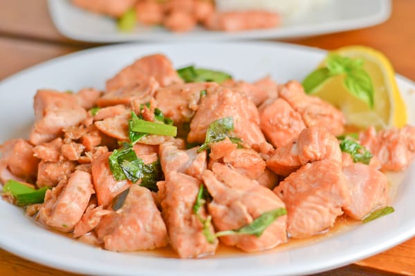 Salmon with Oyster Sauce and Basil