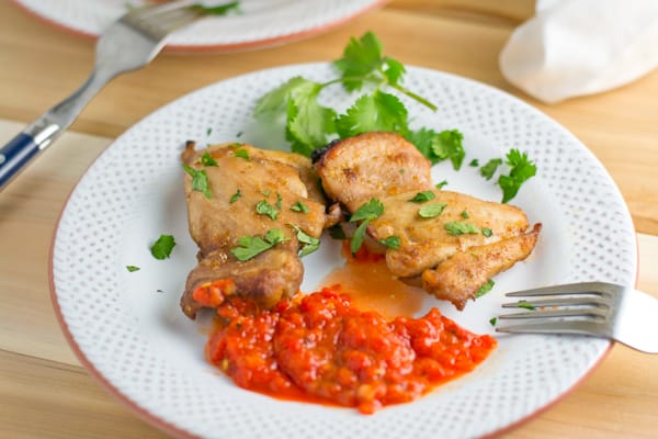 Broiled Chicken Thighs with Chipotle Sauce