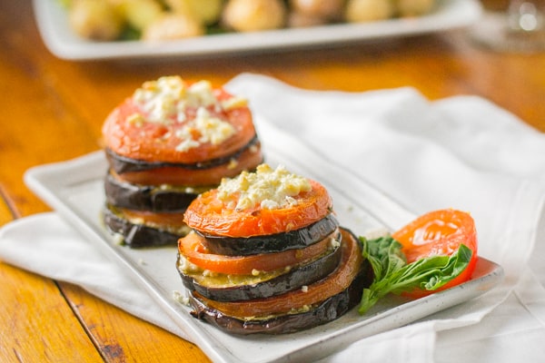 Eggplant with Tomato, Basil and Feta