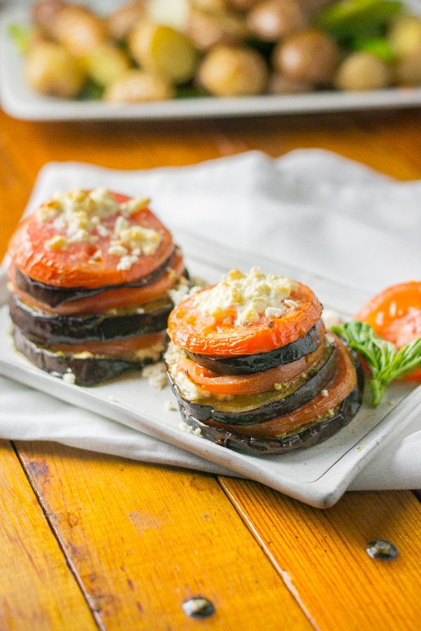 Eggplant with Tomato, Basil and Feta