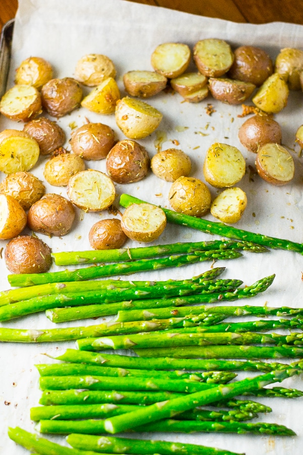 Rosemary Roasted Baby Potatoes and Asparagus