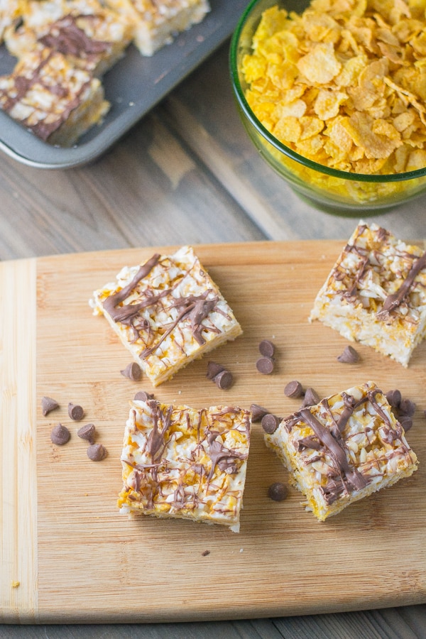 Cornflake Squares with Chocolate Drizzle