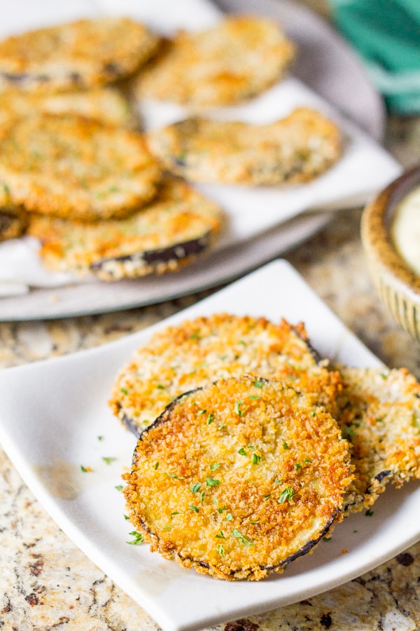 Crispy Baked Eggplant Bites with Lemon Aiol