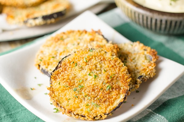 Crispy Baked Eggplant Bites with Lemon Aiol