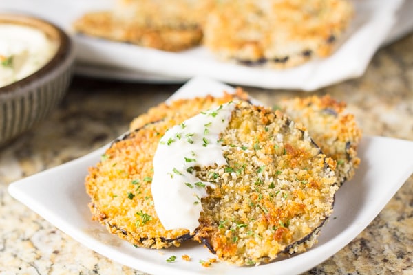 Crispy Baked Eggplant Bites with Lemon Aiol