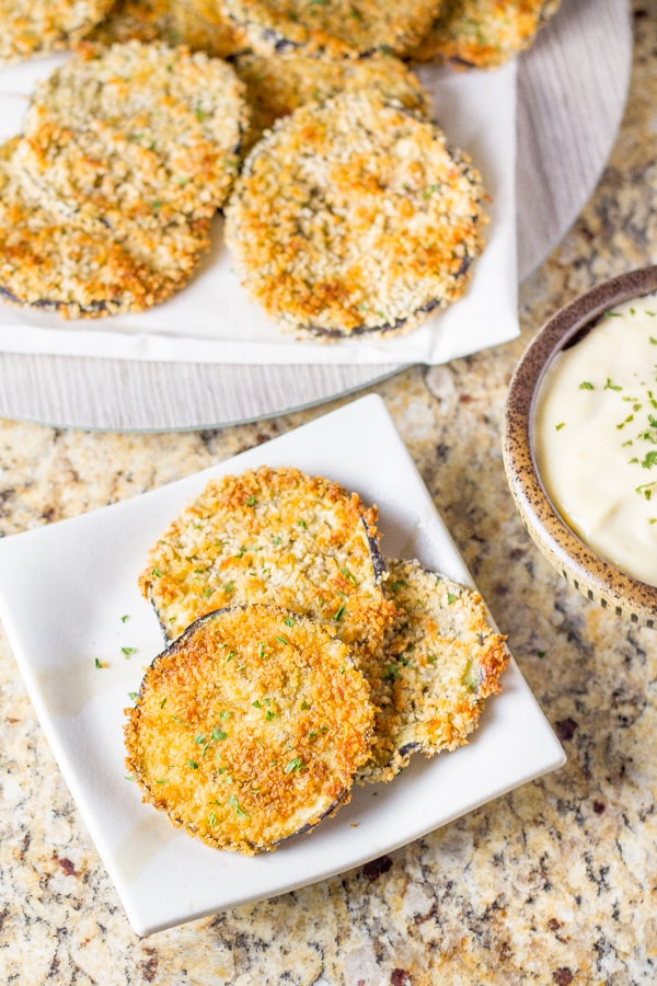 Crispy Baked Eggplant Bites with Lemon Aioli