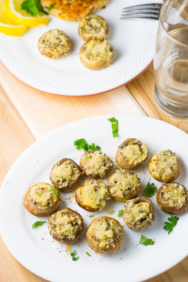 Garlic Roasted Stuffed Mushrooms