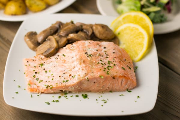 Oven Steamed Salmon with Mushrooms