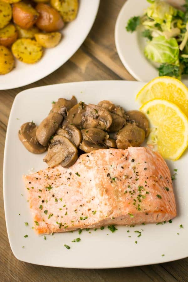 Oven Steamed Salmon with Mushrooms