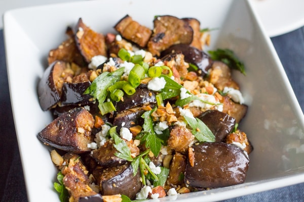 Eggplant Salad with Goat Cheese and Almonds