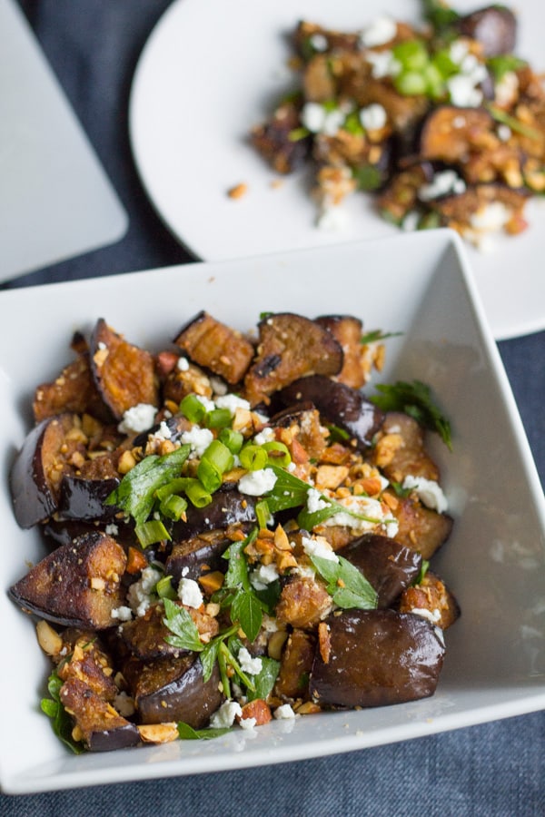 Eggplant Salad with Goat Cheese and Almonds