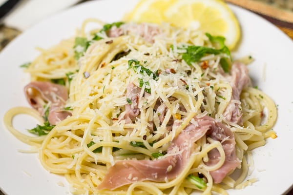 Pasta with Prosciutto, Lemon, and Arugula