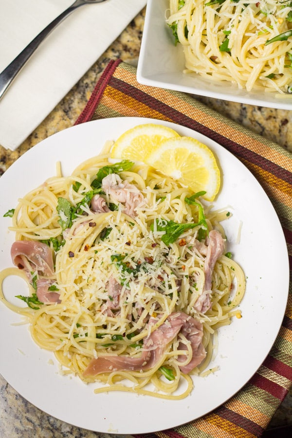 Pasta with Prosciutto, Lemon, and Arugula