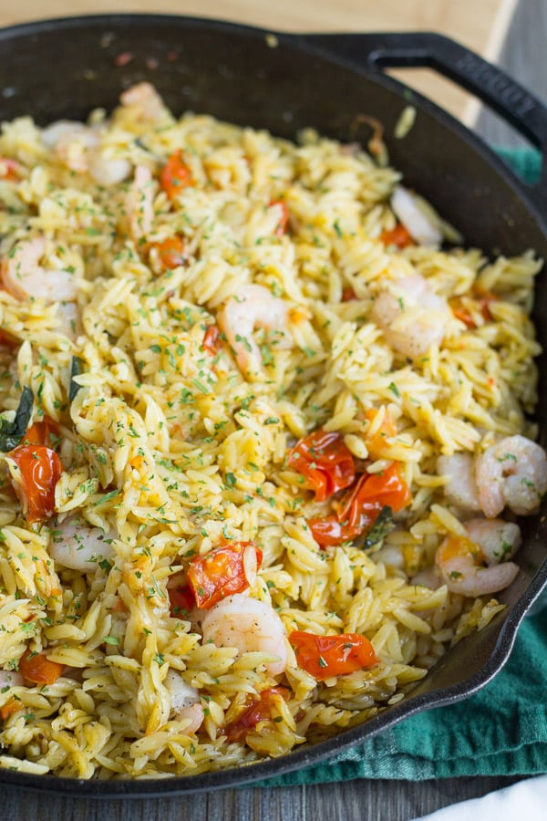 Shrimp Orzo with Tomato and Basil