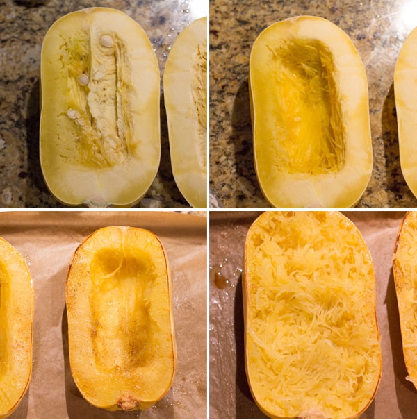 Slicing and baking the spaghetti squash