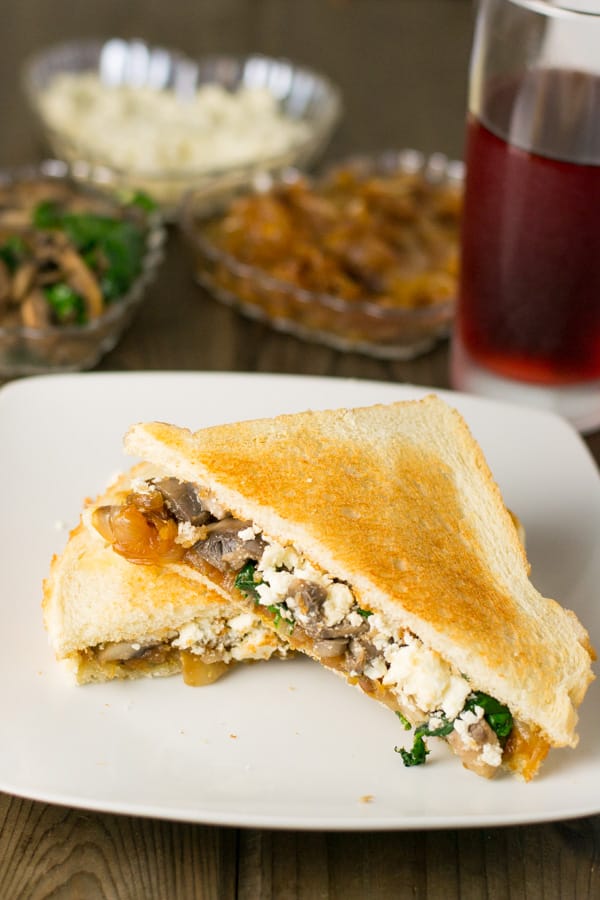 Caramelized Onion, Mushroom and Spinach Sandwich